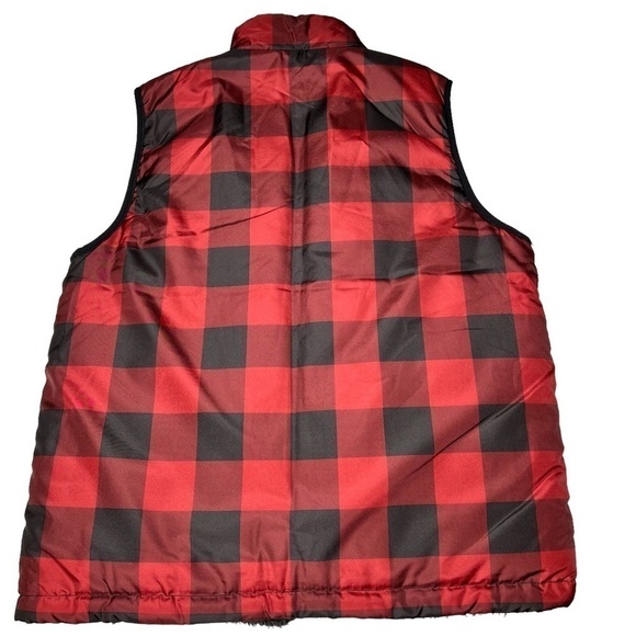 BUFFALO David Bitton Reversible Red Buffalo Plaid Fleece Vest Youth Size L 14/16 - Picture 10 of 16